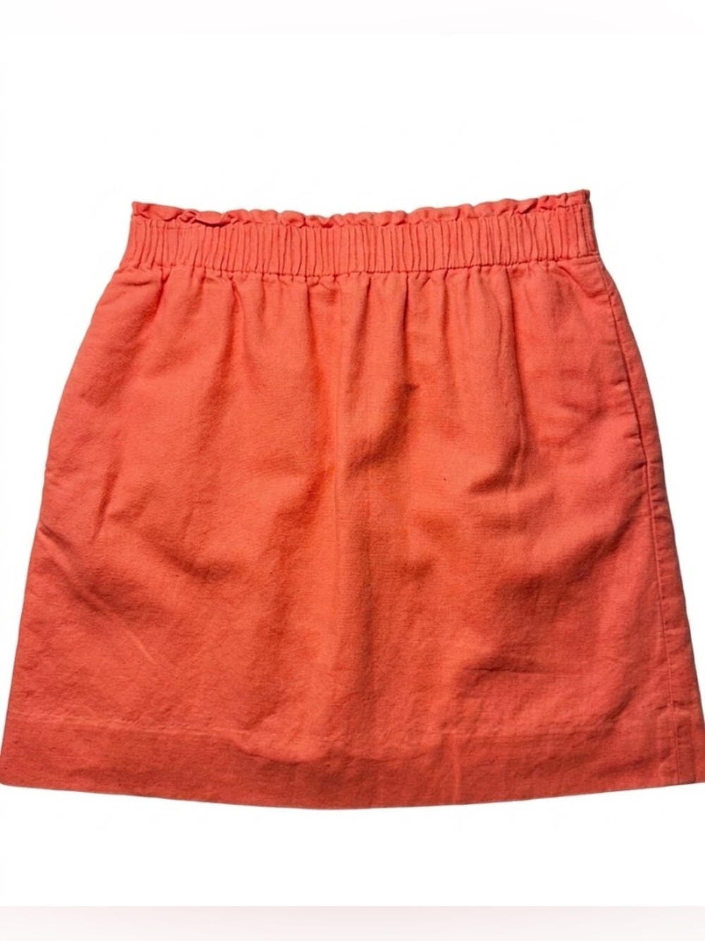 J. Crew Factory Coral Pull On Linen Blend Mini Skirt Size 6